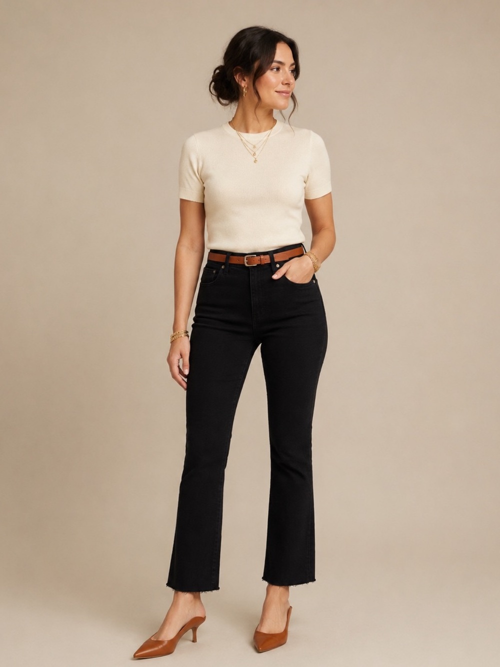 NWT GAP Kick Fit Mid-Rise Raw Hem Kick-Flare Jeans True Black Size 2/26 Regular